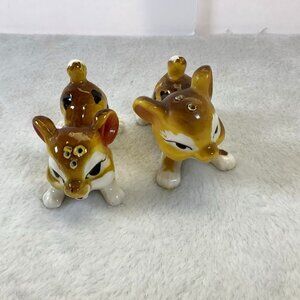 Set of 2 Vintage Kreiss Japan Ceramic Salt‎ & Pepper Shakers Lion Cub Kittens